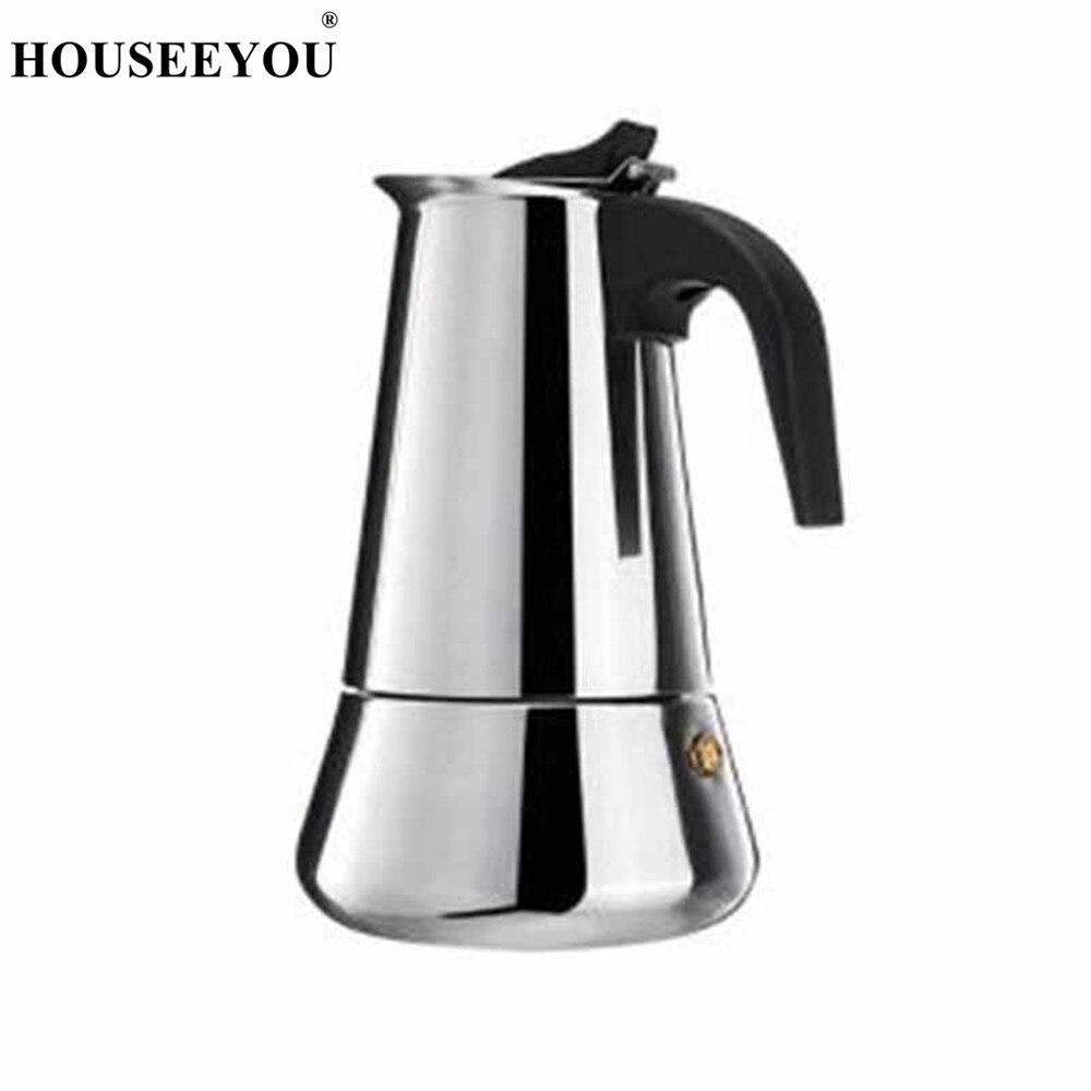 Stainless Steel Coffee Maker Pot Mocha Moka Espresso Latte Stovetop Coffee Pot Filter 100ML 200ML 300ML 450ML Coffee Machine: B  200ML