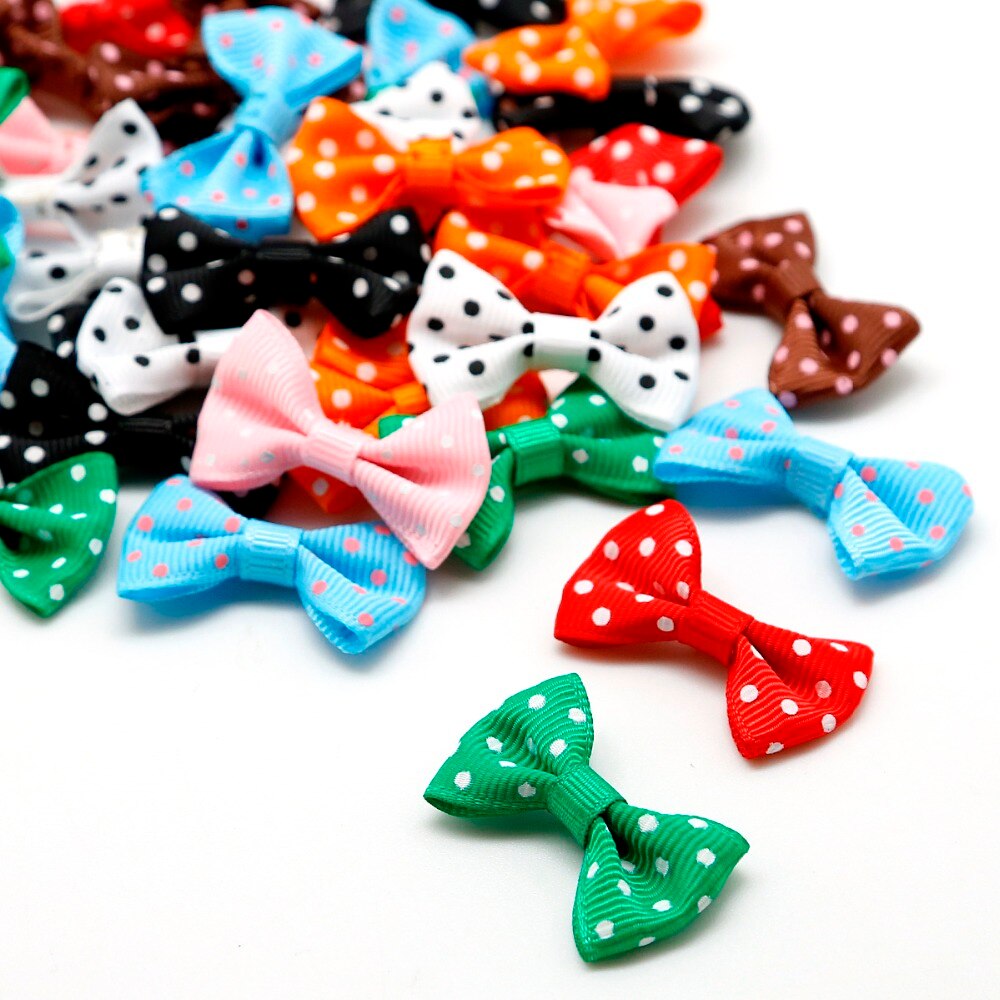 Mini lazo de cinta de satén hecho a mano para manualidades, decoración de pajarita y horquillas para niños, 4x2,5 cm, 25 unids/lote