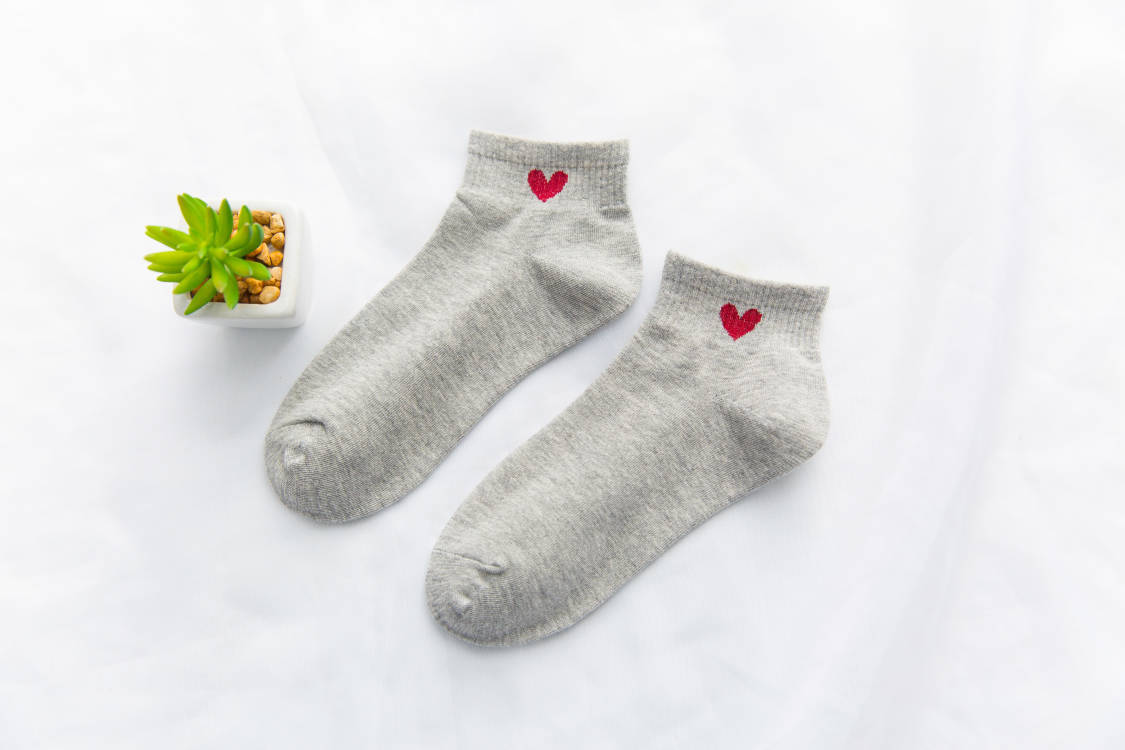 Women Socks Love Heart Cute Female Short Sock Kawaii Cotton Summer Autumn Girls Sock Meias Ankle Sox Calcetines Mujer Girls: Dark Grey