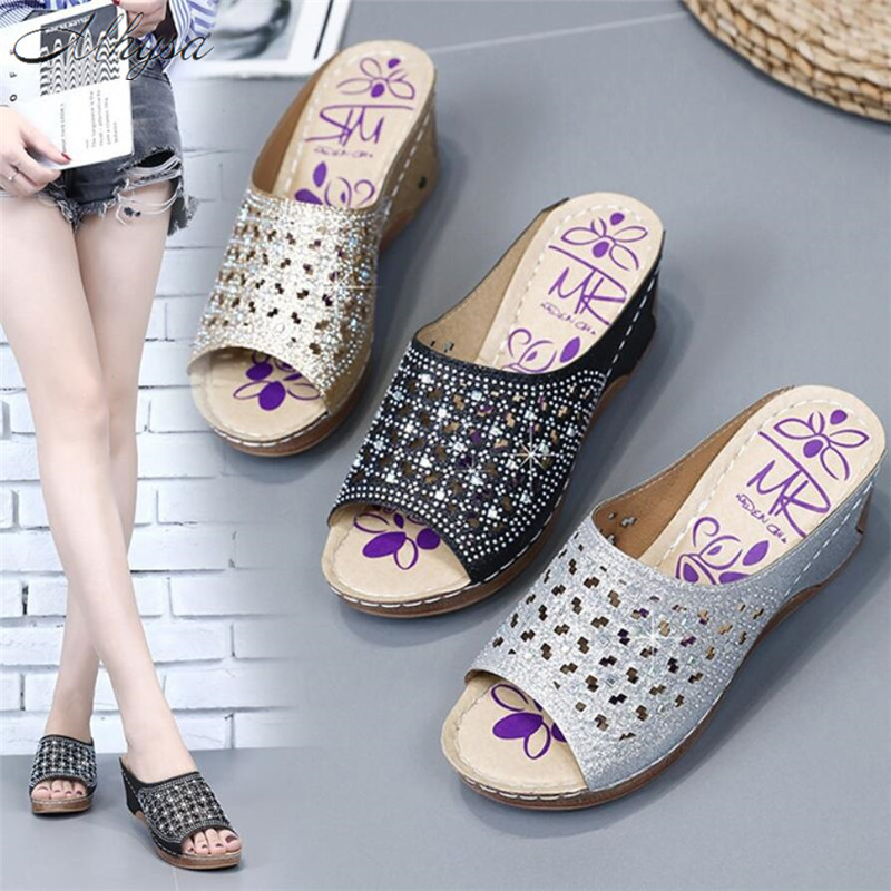 Mhysa Women's Casual Hollow Out Roman style Wedges Platform shoes Slides High Heels Thick Shoes women Sandals