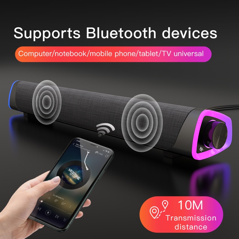 Bluetooth 5.0 Speaker Usb Bedrade Computer Geluid Bar Stereo Subwoofer Soundbar 3D Thuis Surround Luidsprekers Voor Pc Theater Aux 3.5mm