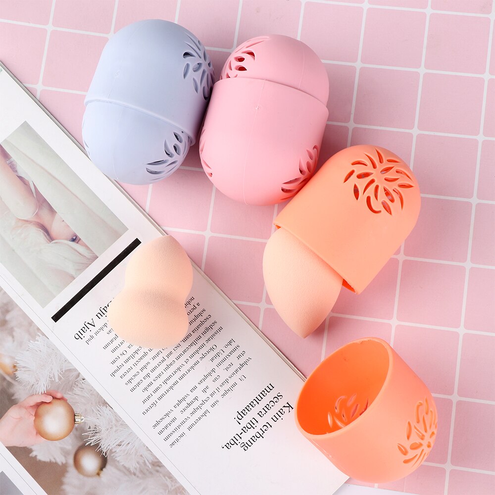 Leuke Siliconen Beauty Spons Opbergdoos Ei Stand Poederdons Drogen Houder Meeldauw Proof Cosmetische Puff Case Make-Up Accessoires