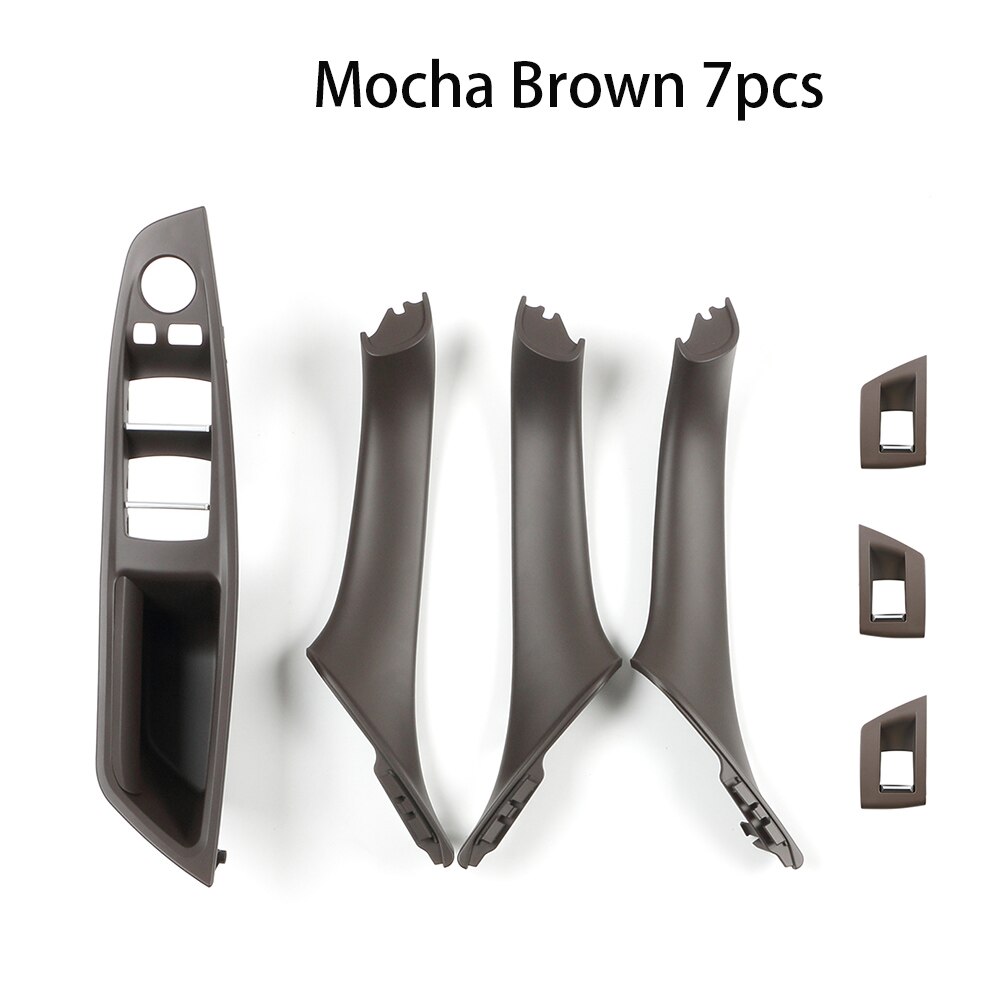 7pcs Rechterhand Drive RHD Voor BMW 5 serie F10 F11 Grijs Beige Zwart Auto Binnendeur Handvat panel Pull Trim Cover: 7PCS Mocha Brown