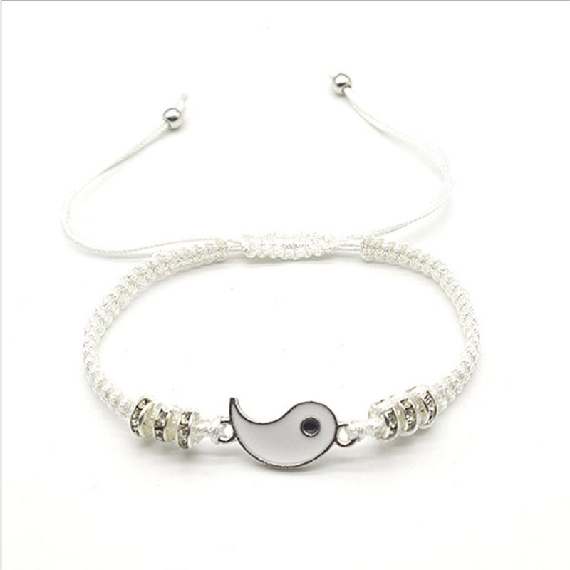 Tai Chi Yin Yang Couple Bracelet Alloy Pendant Adjustable Braided Chain Bracelet Necklace Matching Lover Bracelet Necklace: BY001-1