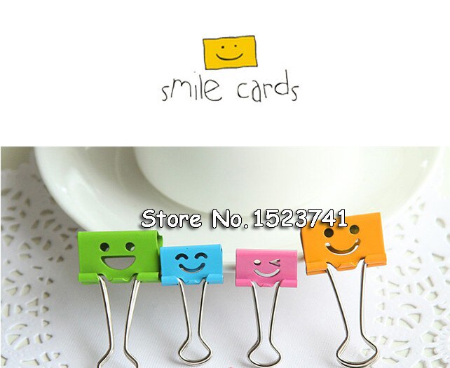 10PCS Common Smile Cute Binder Clips For Home Office Books File Paper Organizer