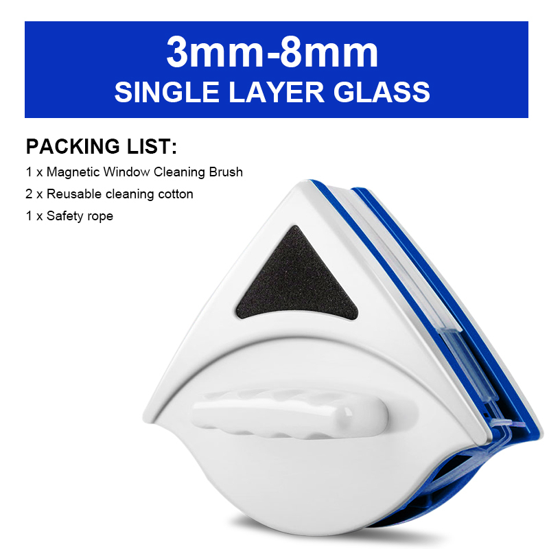 Gason vinduesrenser dobbeltsides glasrengøringsbørste magnetiske magneter husholdningsværktøj visker nyttige overfladebørster 3 ~ 30mm glas: 3-8mm enkelt glas