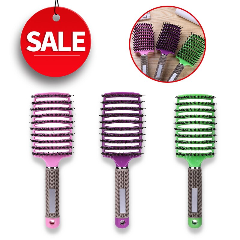 Girls Hair Scalp Massage Comb Hairbrush Bristle Nylon Women Wet Curly Detangle Hair Brush for Salon Hairdressing Styling Tools