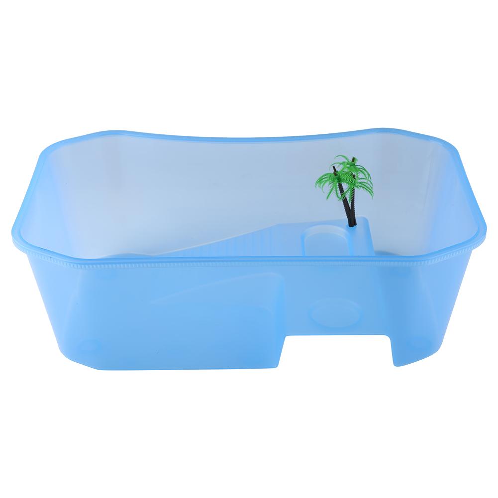 Petite tortue en plastique escalade plate-forme ouverte Aquarium avec rampe échelle maison Aquarium pour tortue Reptile 40x23x13cm: Blue