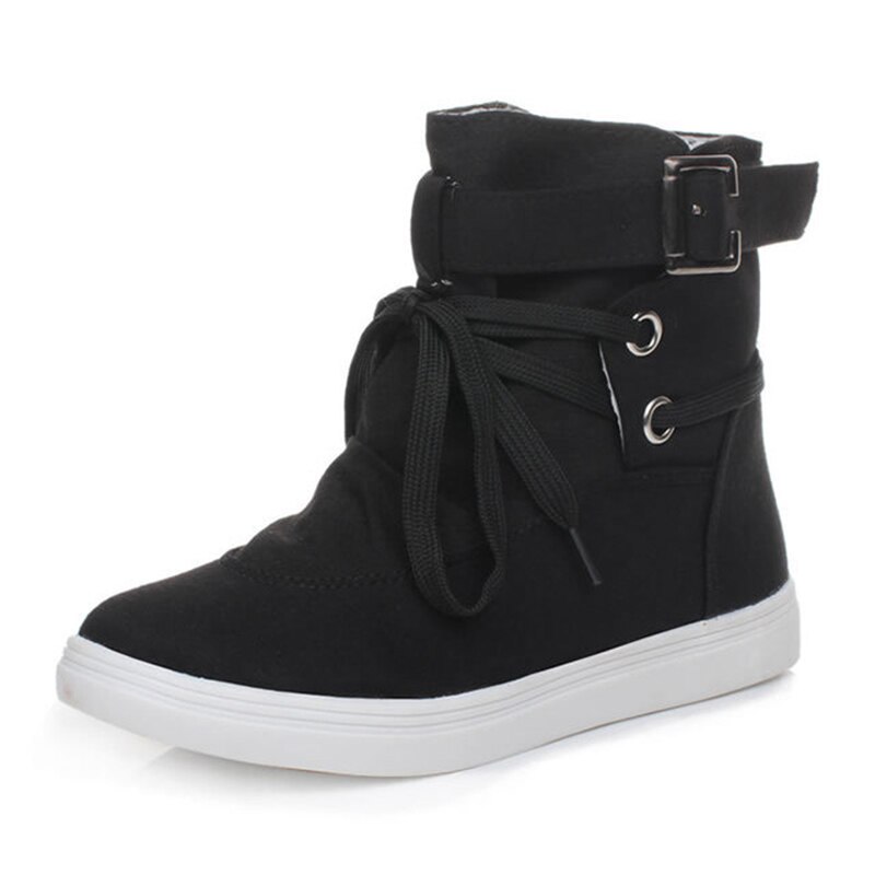 Höst dam boots casual canvas skor dam fiat svart och grå platå skor dam boots: Svart / 41