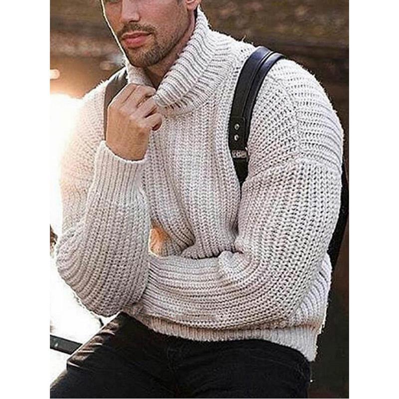 Herr turtleneck tröja höst vinter mjuk tjock bekväm långärmad varma kläder stickad casual manlig tröja