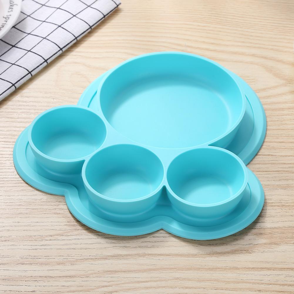 Kids Silicone Bear Paw Dinner Feeding Tableware Hanging Hole Children Bowl Bear Paw Children Dinner Plate