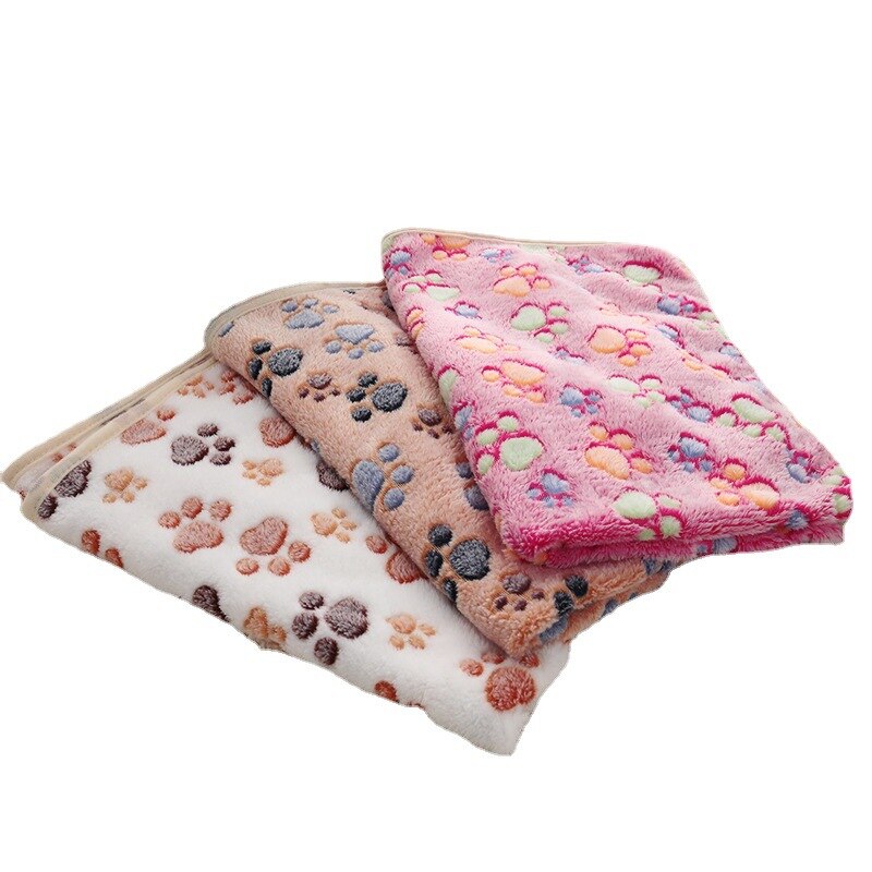 Manta de lana suave con estampado de pata para perro, manta bonita y Floral para dormir, alfombrilla para camas, 3 colores, 40x60cm, 75x50cm