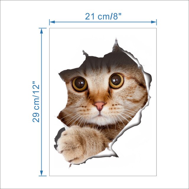 Katten Honden Muursticker Wc Deur Koelkast Computer Badkamer Decor 3D Effect Wall Decor Animal Muurstickers Poster Muurschildering: M014109