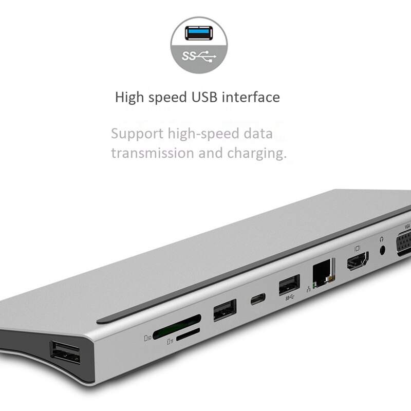 -Type-C Multifunctionele Docking Station, Type-C Hub, high-Speed Usb-Interface, Verbinding Gigabit Netwerk, Aluminium C