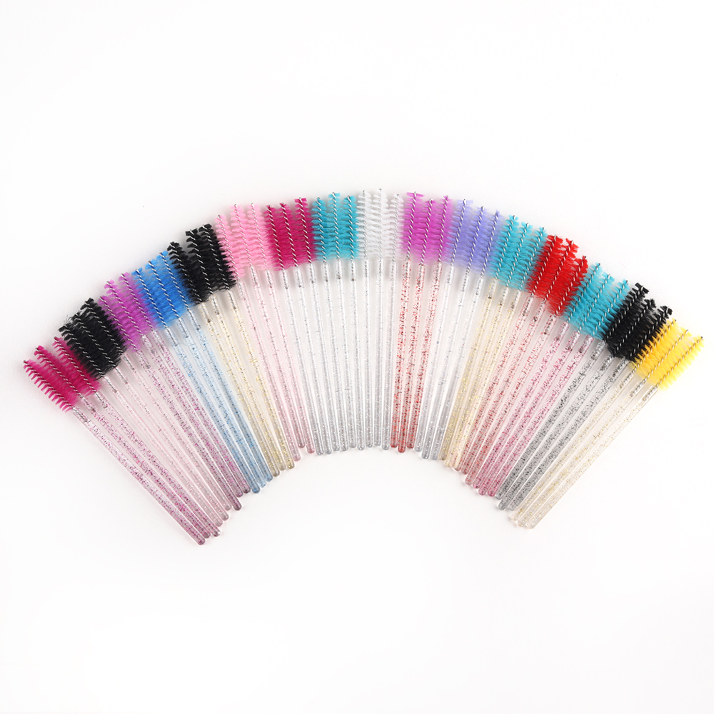 50 Uds. De cepillos desechables para extensión de pestañas, cepillo para cejas de cristal, varita para rímel, pestañas, juego de herramientas cosméticas, maquillaje de belleza