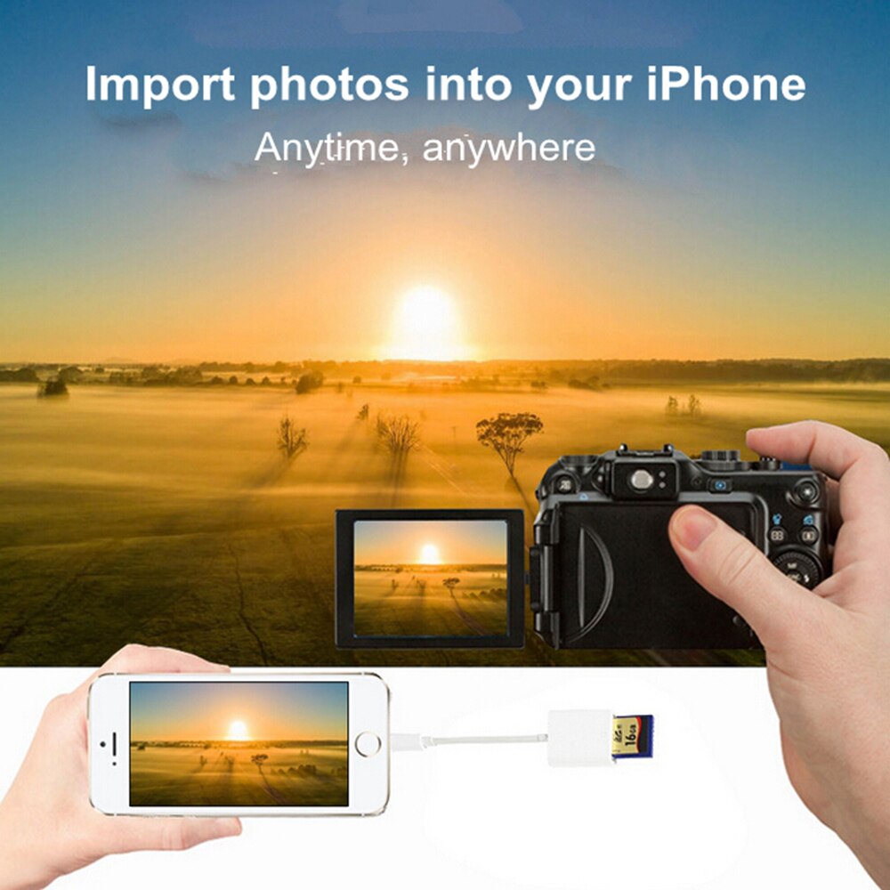 For Lightning to SD TF Card Reader Adapter Cable Digital Camera Kit OTG Data Cable Photo Transfer for iPad iPhone X 8