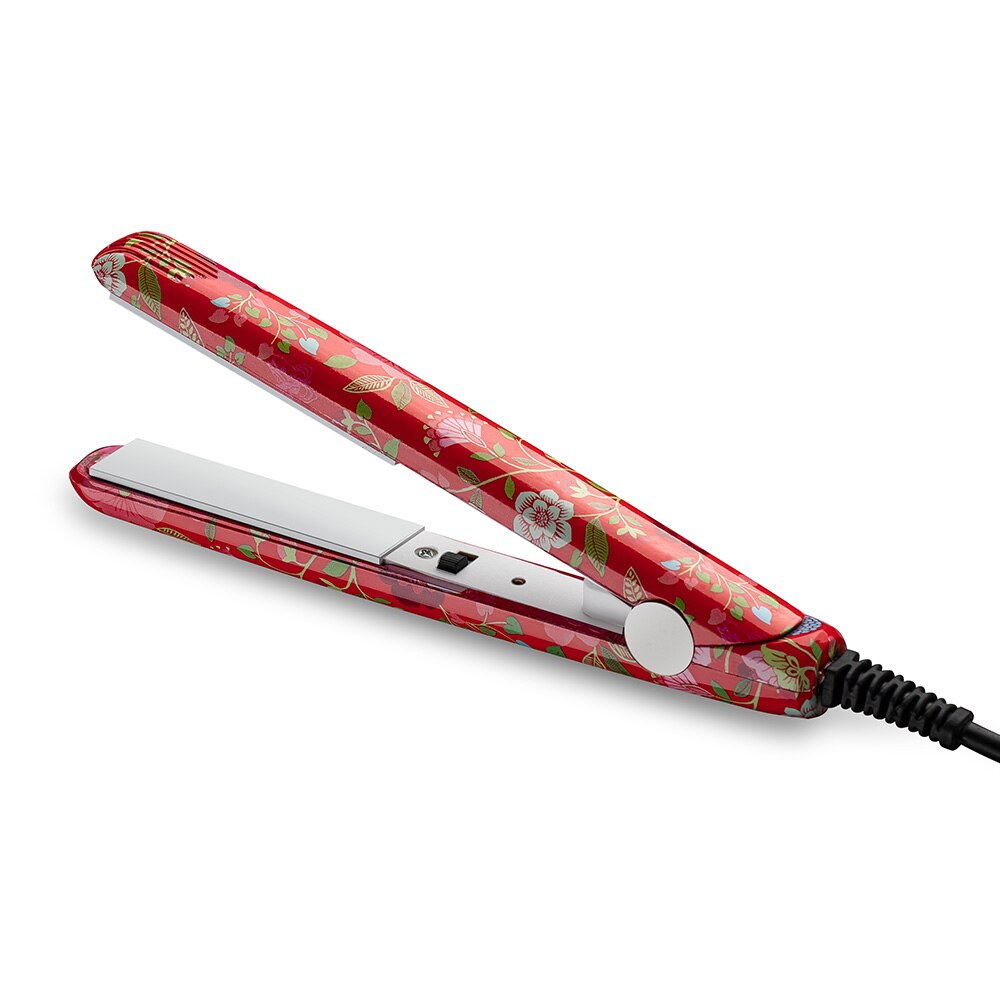 Electronic Ceramic Fast Hair Straightener Portable Mini Hair Flat Iron Wet/Dryer Straightening Irons EU: red flower