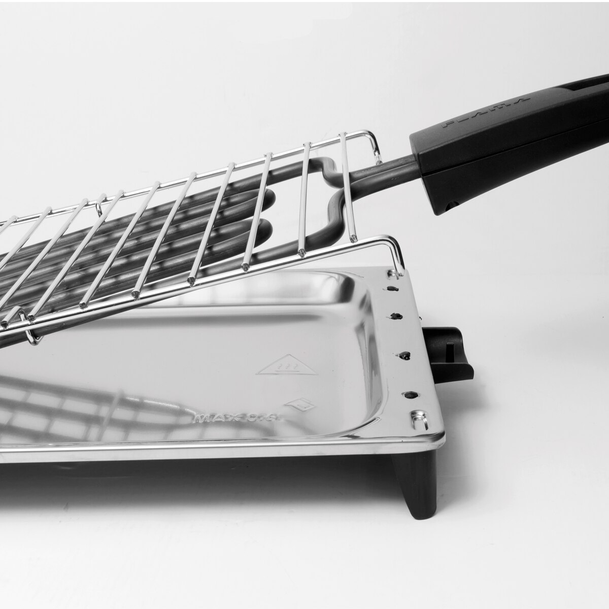 Flama Barbacoa 4220FL, 2000W, Inox, Microswitch de Seguridad, Superficie de cóccion 290 x 220 mm, Bandeja en Acero Inoxidable