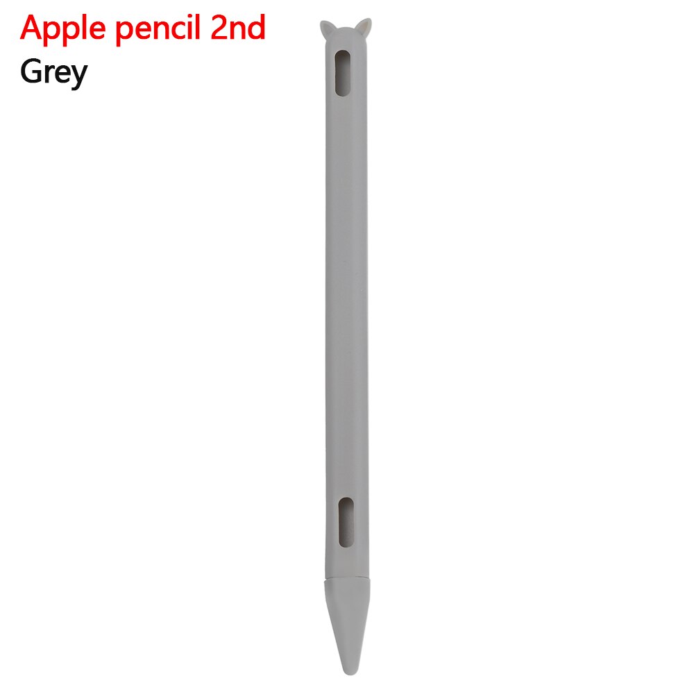 Cute Cat Ear Anti-scroll Silicone Protective Pouch Cap Holder Nib Cover Protective Case Skin For Apple Pencil 1 2 Tablets Pen Co: grey pencil 2nd