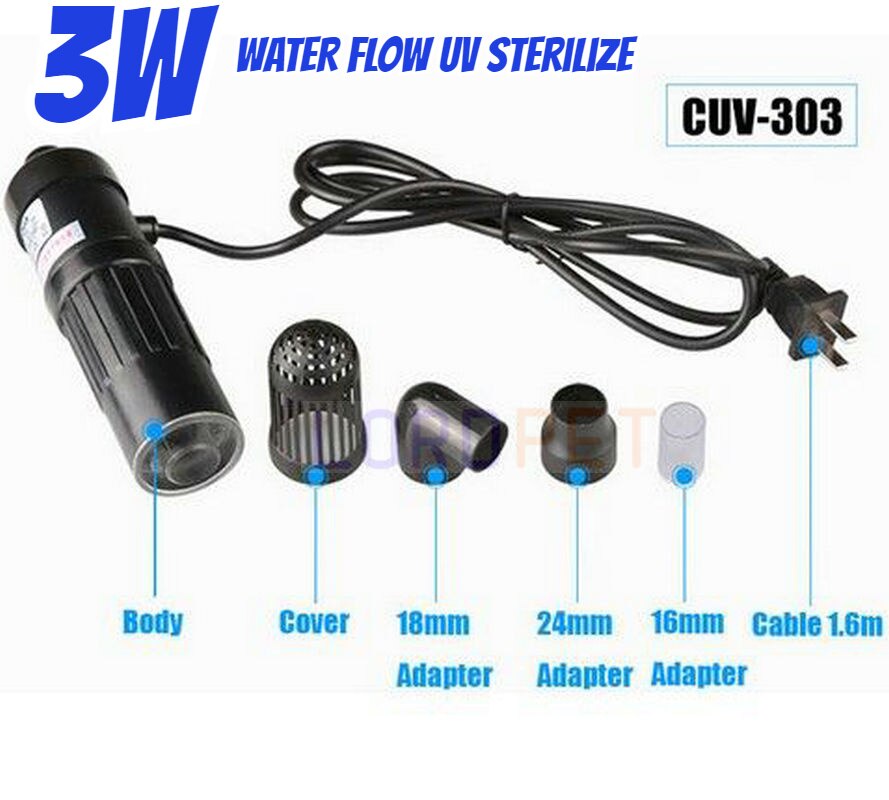 SUNSUN UV Sterilizer Fish Tank Aquarium Purify Water Remove Algae UVC Light UV Lmap Water Purification Deodorant: CUV 303