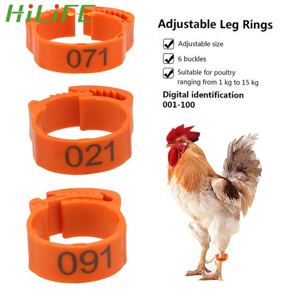 Kip Ringen 100Pcs Verstelbare Cock Been Voet Ring Kippen Levert Digitale Label Gesp Ring Voor Eend Duif Willekeurige Kleur