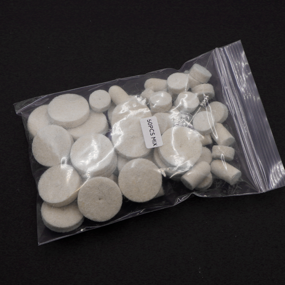 50pcs wool polishing wheel polishing disc 25mm/13mm/9mm buffing round wheel shank 3.2mm for dremel: mixed