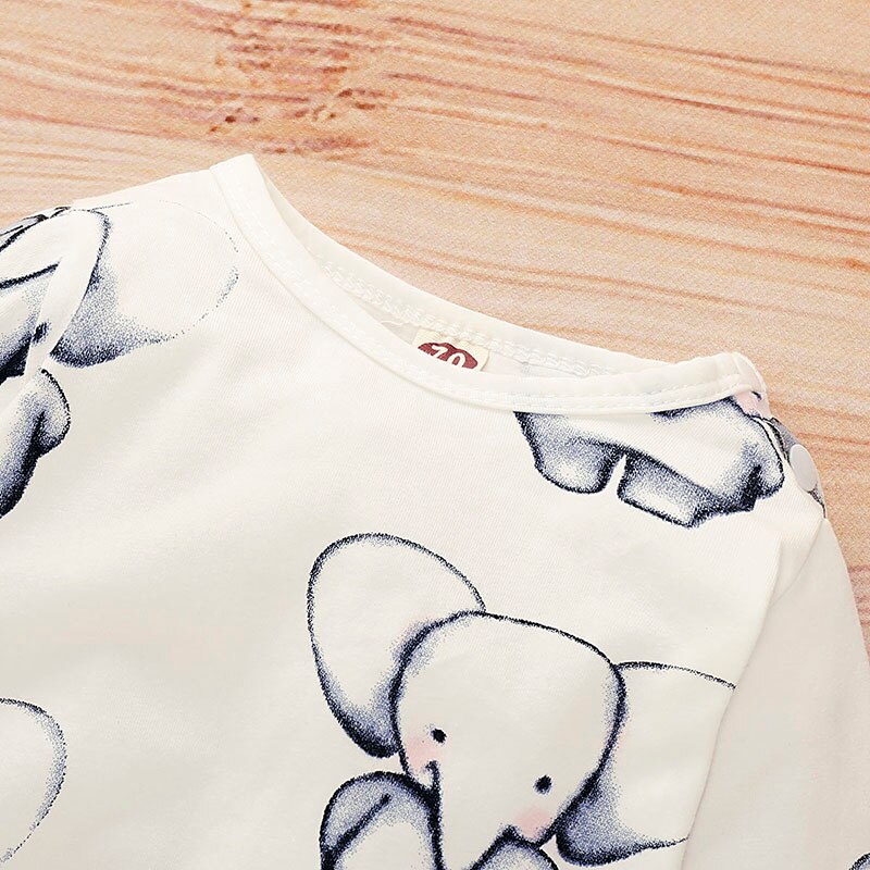 PatPat Spring and Autumn Cute Allover Elephant Long-sleeve Jumpsuit in White for Baby Buy Clothes