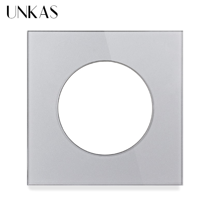 UNKAS Free Combination Single Gray Tempered Crystal Glass Panel Grey Modules DIY Matching For Wall Socket Switch