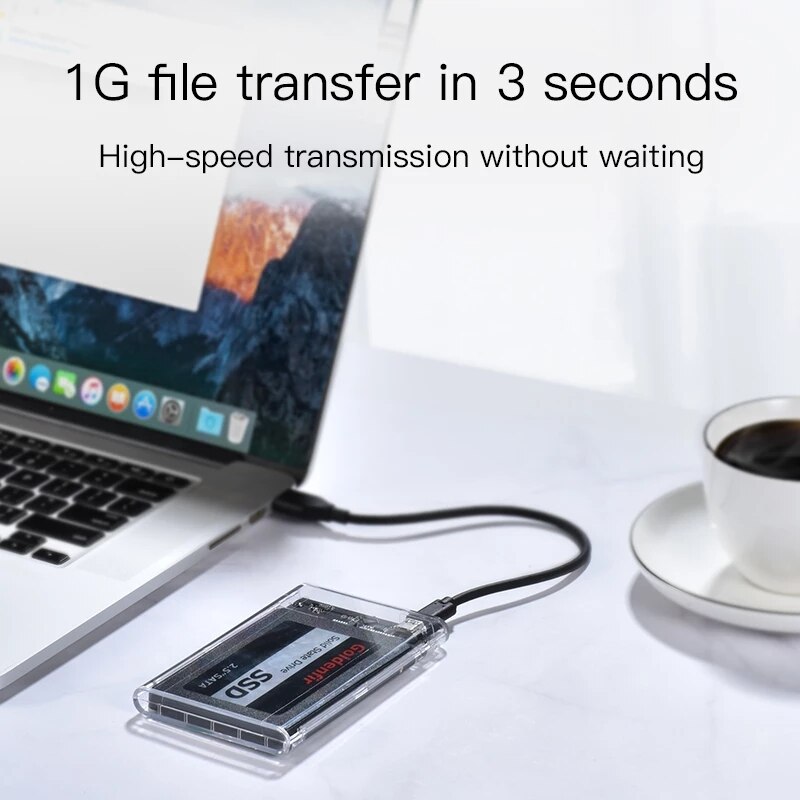 Transparent Mobile Hard Disk Box 2.5 Inch USB3.0 SATA With Adapter Cable External Enclosure Box For Laptop