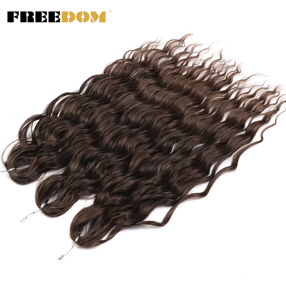 Syntetiske løse dybe bølger fletninger med hårextensions 24 cm dyb krøllet twist hæklet fletning med ombre blond brunt anna hår