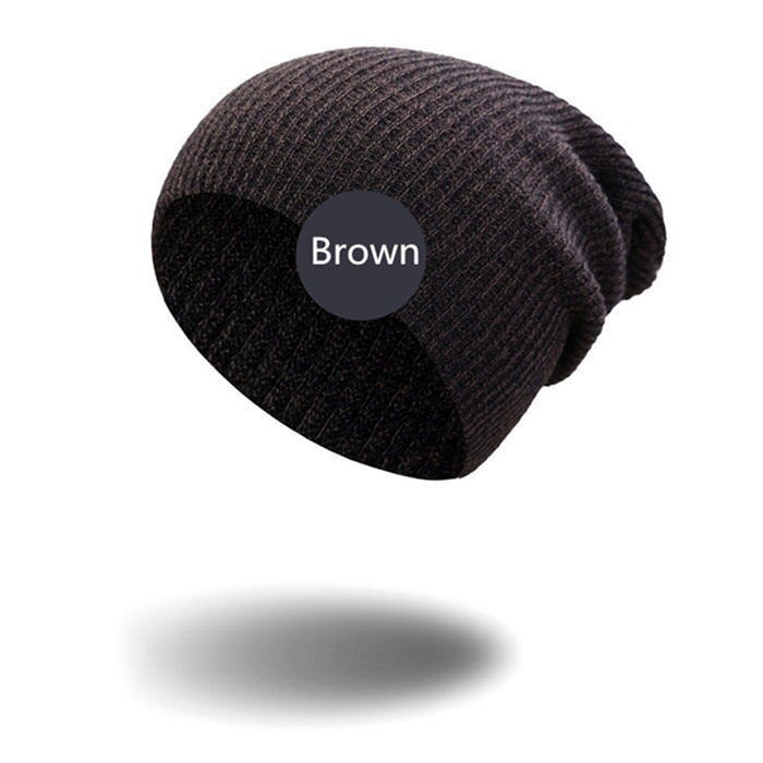 Gebreide hiphop hoed dames warme winter casual acryl casual gehaakte skimuts zachte losse gestreepte damesmuts herenmuts: Bruin