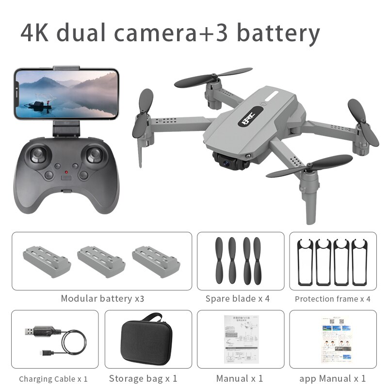 idg E88 Mini 4K HD The Dual Camera 360-Degree Roll Stable Hovering Electronic Anti-Shake Foldable Portable Drone Toys: 4K dual 3B