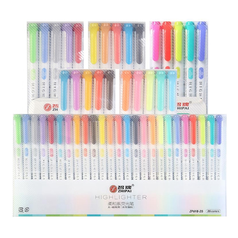 10/15/20/25 farver dobbelthovedet fluorescerende pen highlightere kunst tuschpenne skoleartikler søde kawaii papirvarer