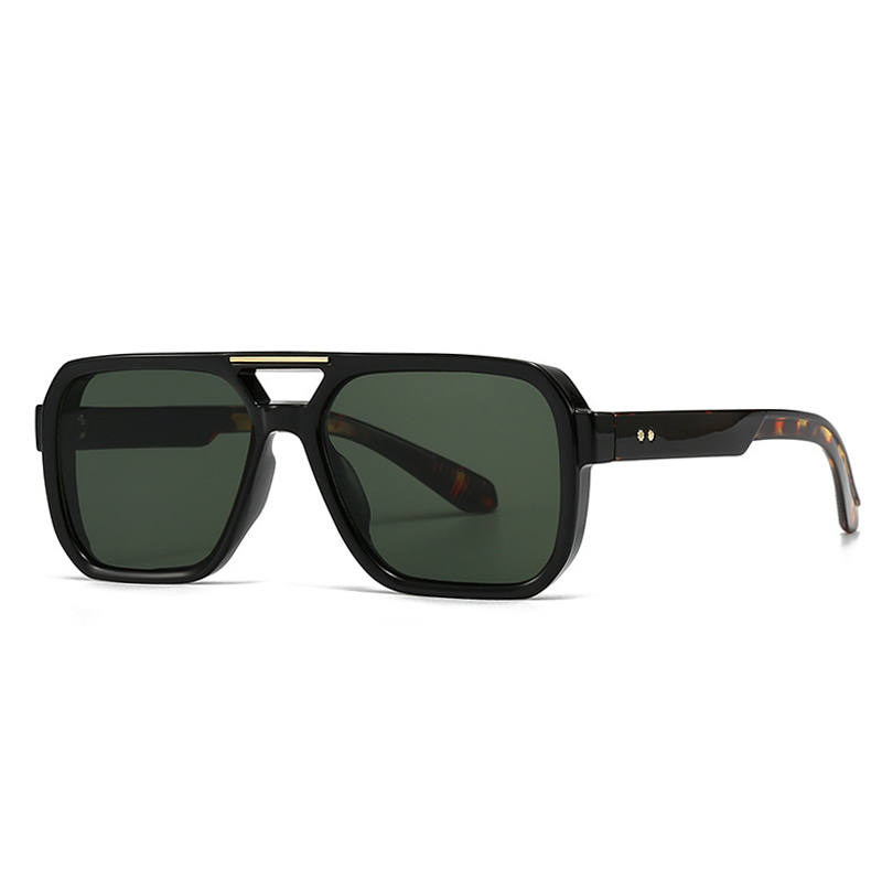 SO & EI, gafas de sol cuadradas de doble puente a la para mujer, remaches Retro, tonos de té azul UV400, gafas de sol con gradiente para exteriores para hombre: YELLOW