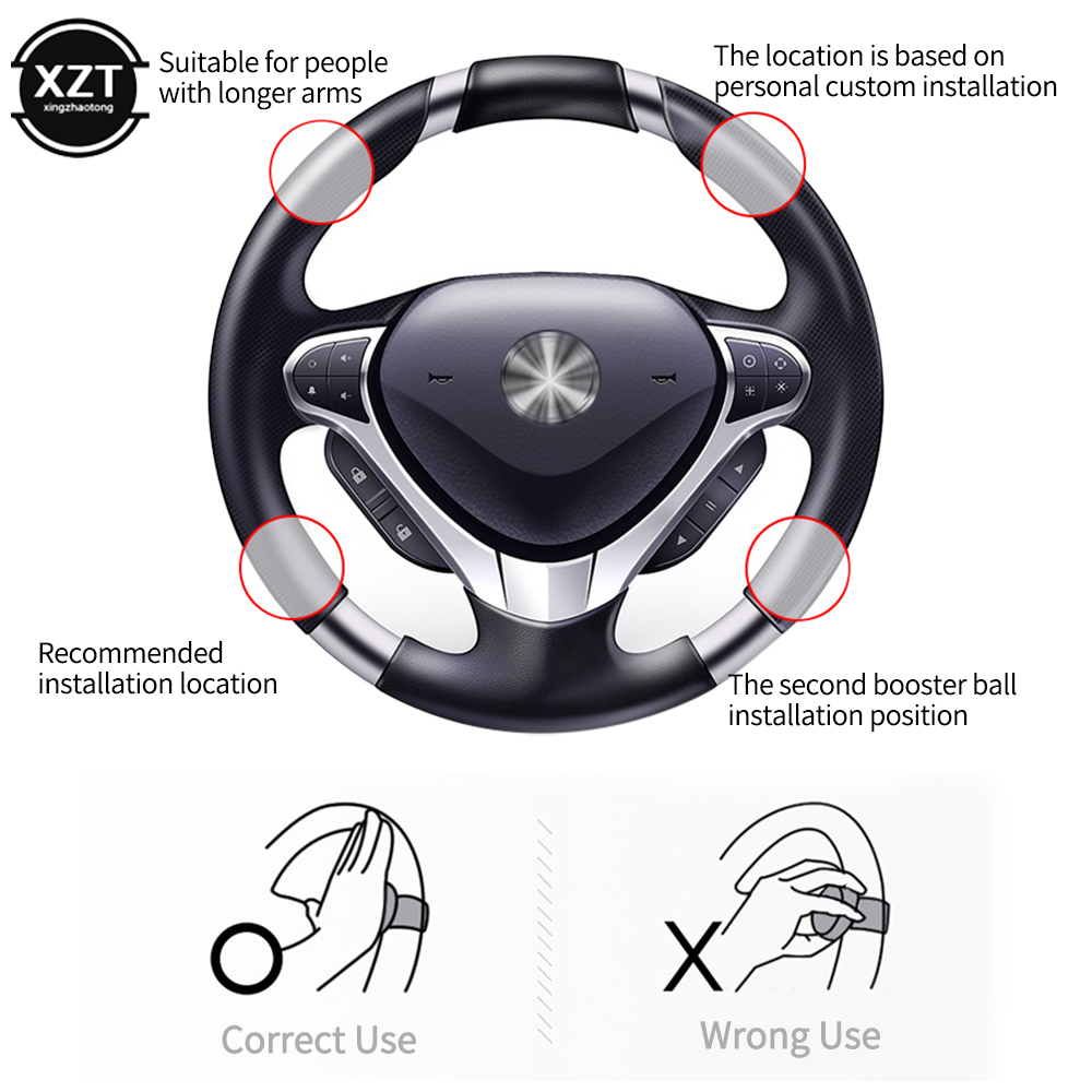 Manopola di alimentazione del volante universale per auto rotazione di 360 gradi cuscinetto in metallo maniglia di alimentazione accessori per auto sferici