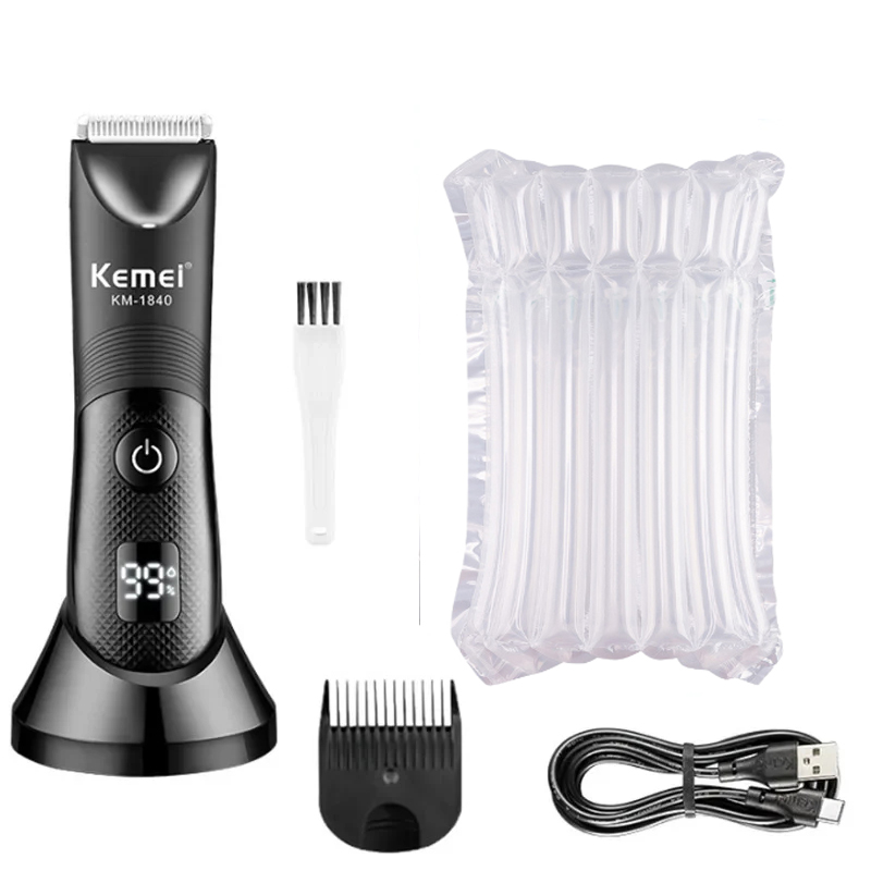 KEMEI Professionele tondeuse voor mannen Waterdichte elektrische tondeuseset Oplaadbare kapperstondeuse met LCD-scherm: green