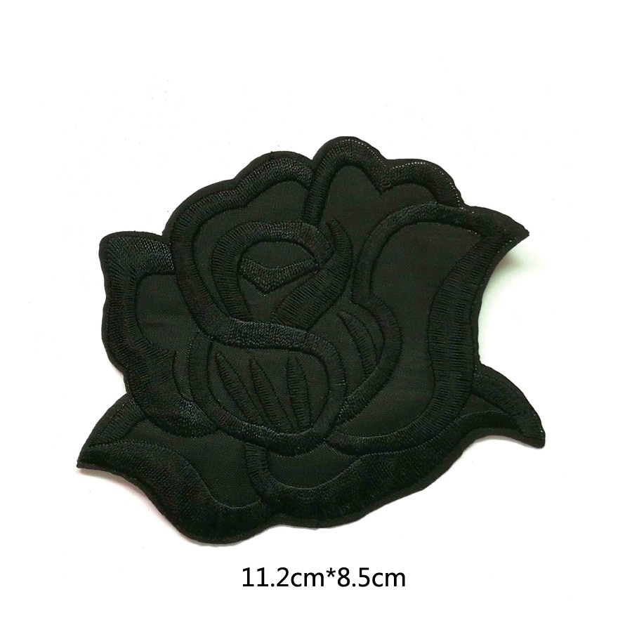 Stof Geborduurde Black Rose Bloem Patch Kleding Stickers Tas Naaien Ijzer Op Applique DIY Kleding Naaien Kleding Accessoires B40: Bigger Black Rose