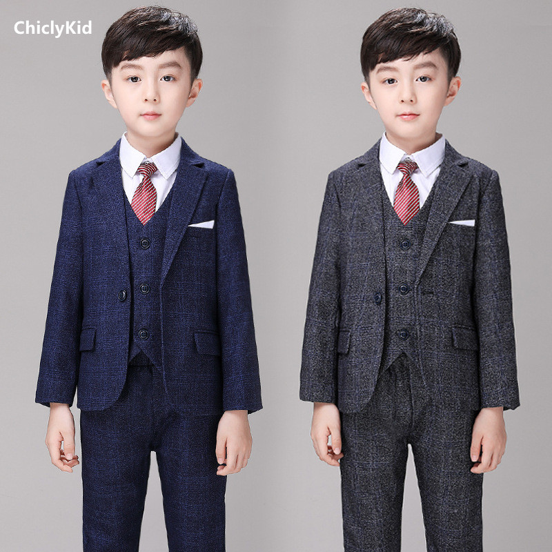 Chłopcy rano płaszcz garnitury w kratę dzieci formalne stroje ubrania zestawy dziecko smokingi panowie wesele stroje maluch marynarka spodnie
