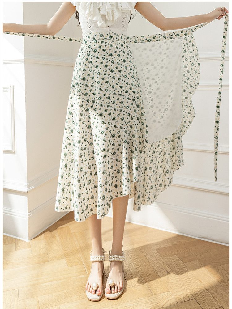 REALEFT nuevas faldas acampanadas con estampado de flores bohemias 2024 verano primavera cintura alta Vintage faldas de una pieza de longitud media para mujer