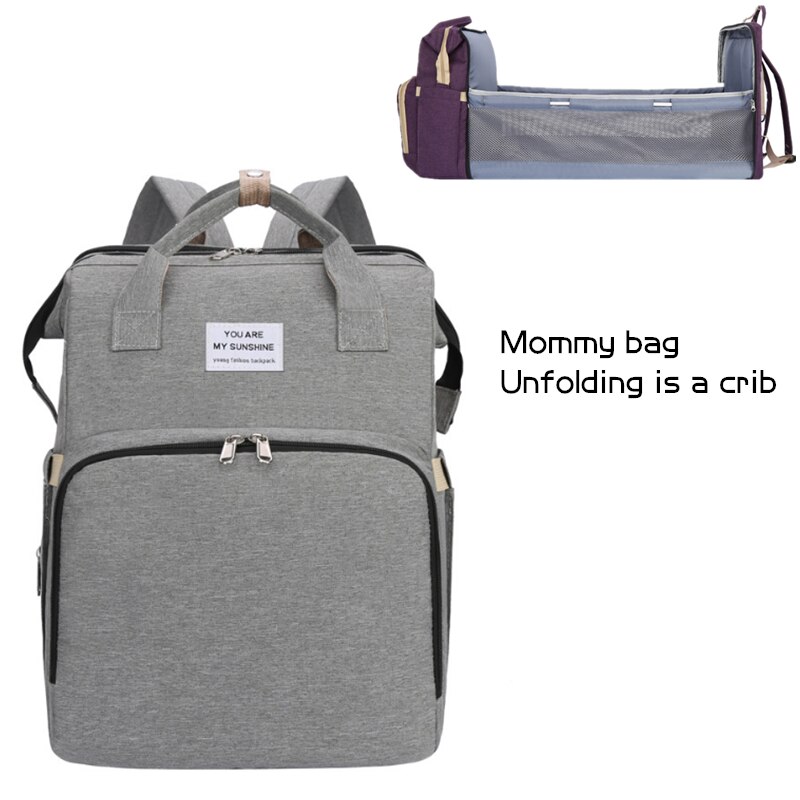 Mor bleetaske bærbar sammenklappelig babyseng multifunktionel seng midt i sengen mor og baby taske bærbar stor rygsæk med stor kapacitet: B3