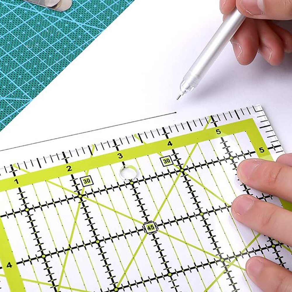 1PC Quilting Ruler Rectangle Square Acrylic Quilting Ruler Fabric Cutting Ruler with Grid Lines for Quilting Sewing &amp; Crafts