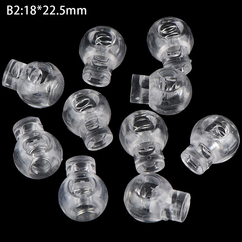 Plastic Cord Locks Stopper Cord Ends Toggles Clip Buckle Transparent Clear Frost Shoelace Sportswear DIY Bag Accessories 10pcs: B2