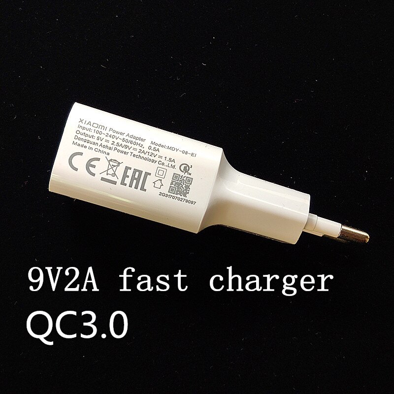 Xiaomi-cargador de 18W, adaptador USB tipo C para Mi 8, 9 SE, 9 t pro Mix 3, A2, A3, redmi note 7, 9, 8: Only 9V charger