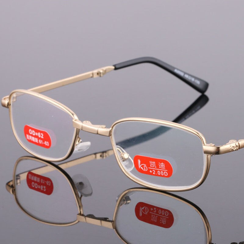 Gafas de lectura plegables doradas con marco de aleación para hombre y mujer, lentes de cristal recubiertos, Unisex, 1,0 1,5 2,0 2,5 3,0 3,5 4,0