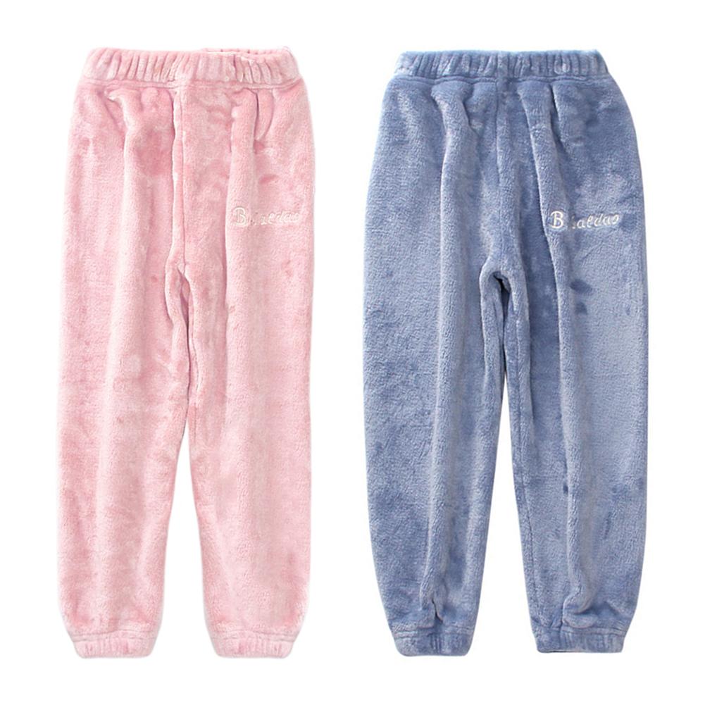 Børn dreng pige pyjamasbukser komfort blød broderi koreansk dejlig populær flannel tøj solid komfort tøj