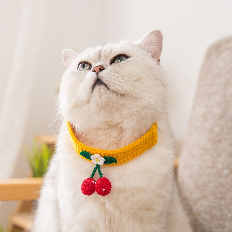 Strikket kattekrage søt vinter varm katt skjerf katt skjerf klær katt smekke valp kattunge sløyfe hundehalsbånd kjæledyr tilbehør