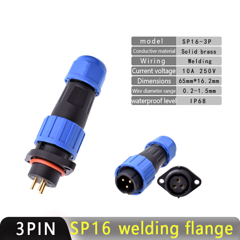 IP68 Waterproof Connector Male Plug and Female Socket 2/3/4/5/7/9pin Panel Mounting Wire Connector Aviation Plug Welding Wiring: black