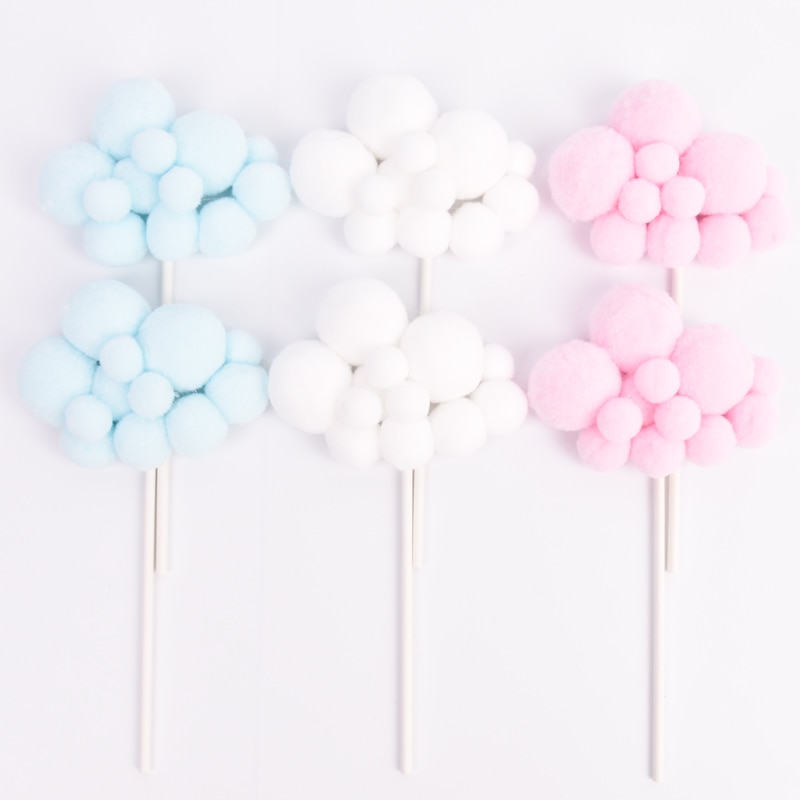 6 Stks/set Macaron Pastel Cloud Cupcake Toppers Regenboog Eenhoorn Kleur Verjaardagsfeestje Decoratie Voedsel Picks