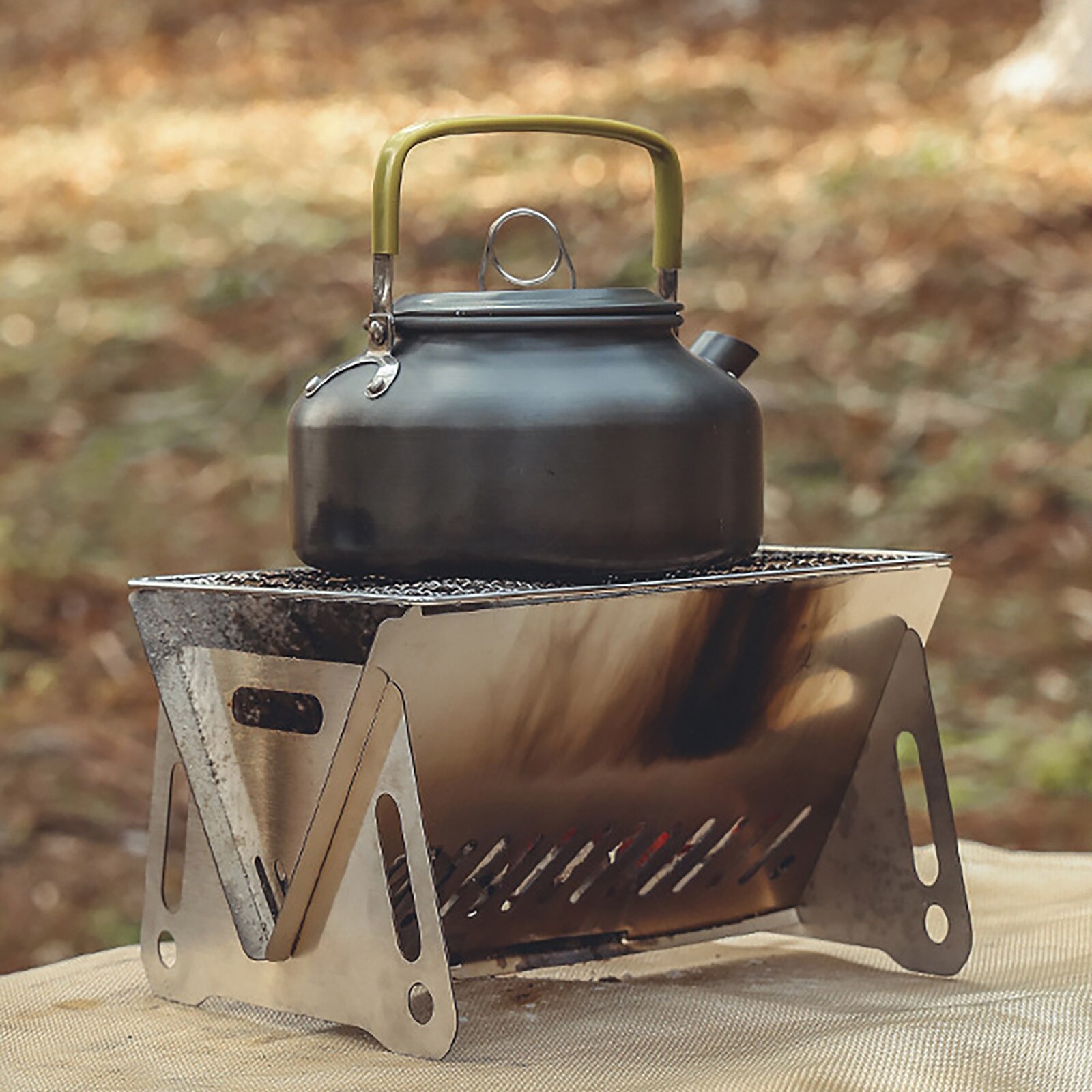 Multipurpose Outdoor Firewood Stove Portable Camping Picnic BBQ Travel Folding Stainless Steel Wood Stove Charcoal Cooking Grill