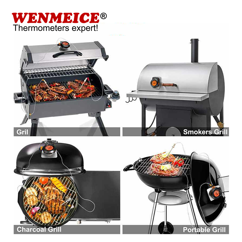 2 in 1 Smart APP Digital Blue tooth Wireless Dual Probe Cooking Food Meat Thermometer for BBQ Oven Grill